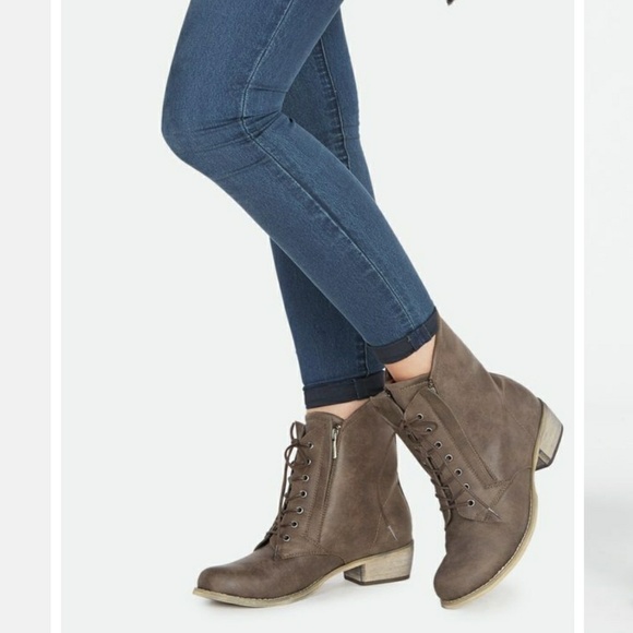 JustFab Shoes - Just Fab Aaminah Lace Up Moto Boots